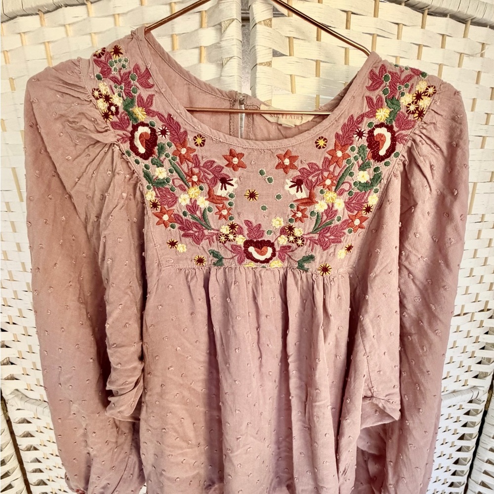 Solitaire Blush Pink Embroidered Blouse